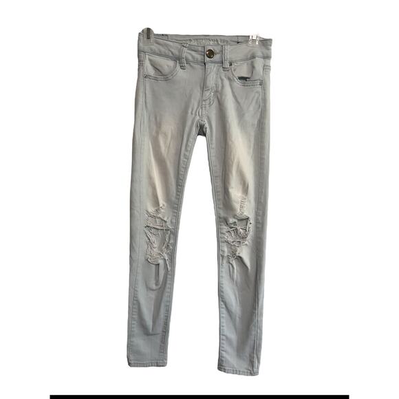 American Eagle Outfitters Womens Size 0 Regular Super Stretch Distressed - Picture 1 of 8